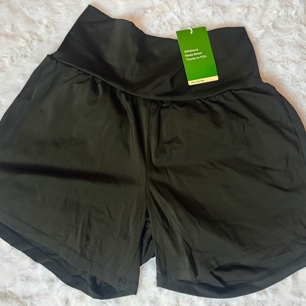 Halara SoftyAiry High Waisted Yoga Shorts Black M Long NWT